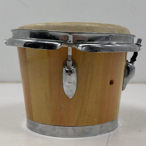 Single Bongo Drum 8-Inch Stave Wood Shell Percussion Natural Finish