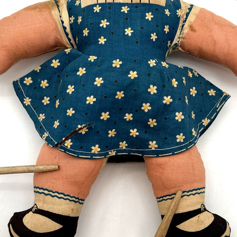 Collectible Cloth Doll Lot Vintage Printed Fabric Boy & Girl 2 Pieces 11 Inch