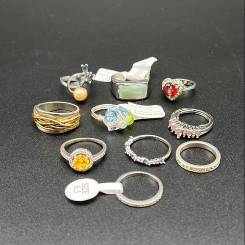 Via Sophia Sweet & Charming Silver Tone Fashion Ring Jewelry Lot of 11