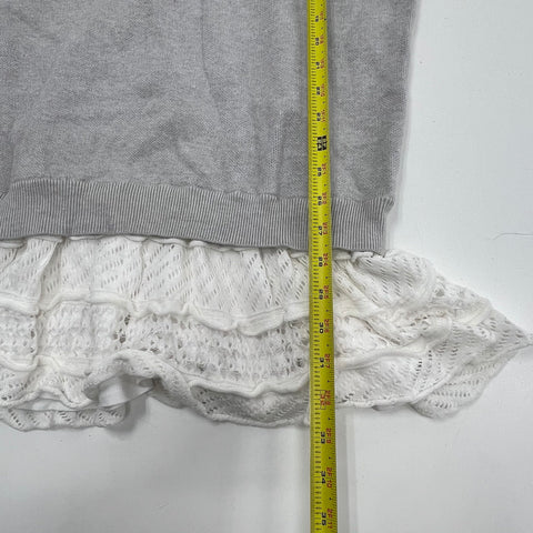 Anthropologie NWT Gray V-Neck Sweater Vest Ruffle Hem Dress Women's S