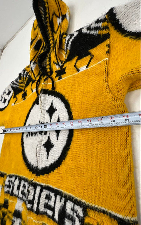 Vintage 90s Pittsburgh Steelers NFL Ruminahui Knit Hooded Jacket Full Zip Sz M