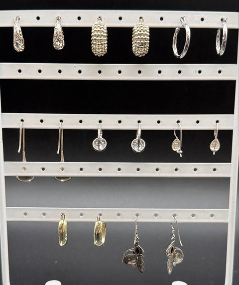 Vintage to Modern Silver Plate & Silver Alloy Earring Jewelry Lot 8 Pairs