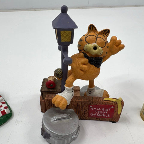 Vintage Garfield Figurine 3 Pc Lot Danbury Mint Gourmet Serenade Rattle 80s 90s