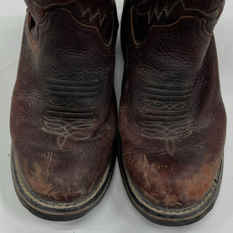 Tony Lama TW903Y Brown Leather Western Work Boots Kids Size 3D