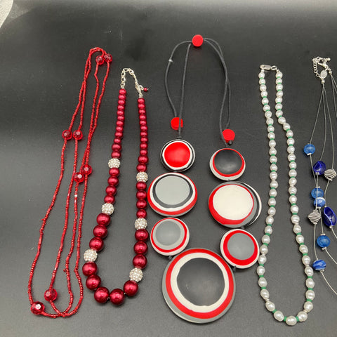 Fashion Costume Jewelry Lot of 11 Necklaces Beaded Faux Pearl Statement Styles