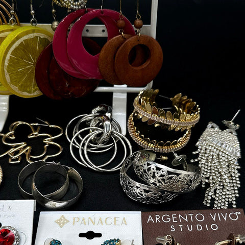 Argento Vivo Panacea Boho Fashion Earring Jewelry Lot 35+ Pairs Hoops Studs