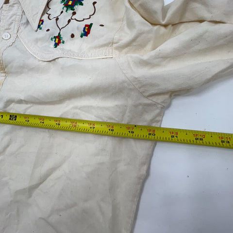 Vintage 90s Madman Cream Embroidered Western Button Up Shirt Men's XL