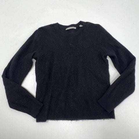 Vince Women's Black Boiled Cashmere Raw Edge Pullover Sweater Size M