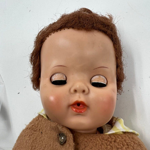 Vintage 1950s Baby Doll Sleep Eyes Rooted Hair w/ 2 Outfits Mid Century Toy