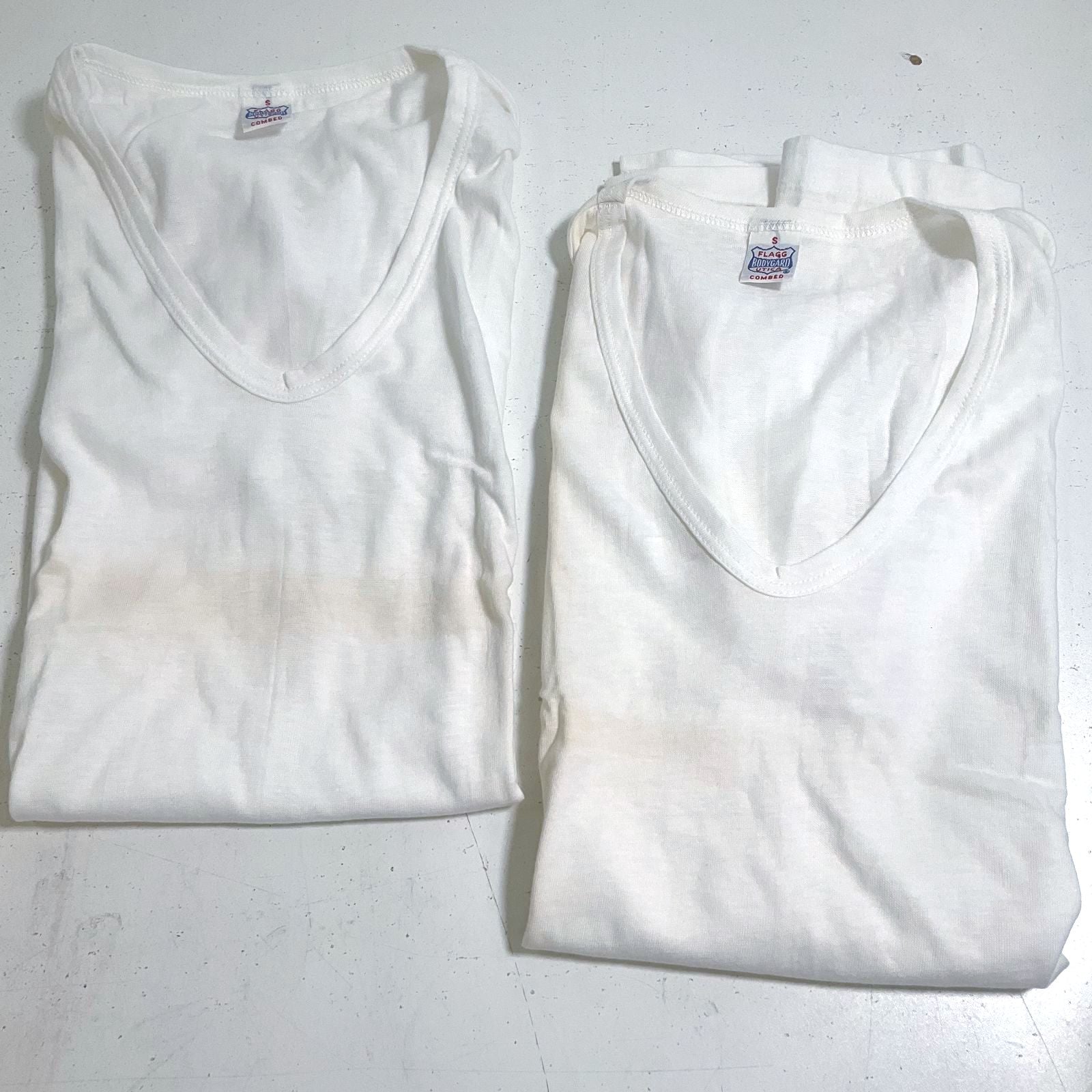 Vintage 1950s Flagg Bodygard Utica T-Shirt Lot 2pc V-Neck