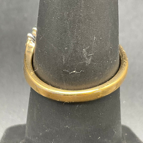 Vintage 18K Gold Filled Brown & Clear Faceted Stone Bypass Style Ring Size 7.75