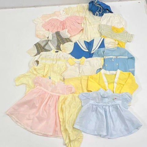 14pc Lot Vintage Baby Childrens Clothes Knit Sweaters Dresses Rompers Mid-Cent