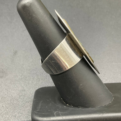 Peak 18/8 Stainless Steel Abalone Shell Marquise Ring England Size 7
