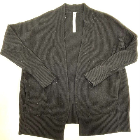 Lululemon Women's Black Ribbed Knit Open Front Cardigan Sweater Size XL/XXL