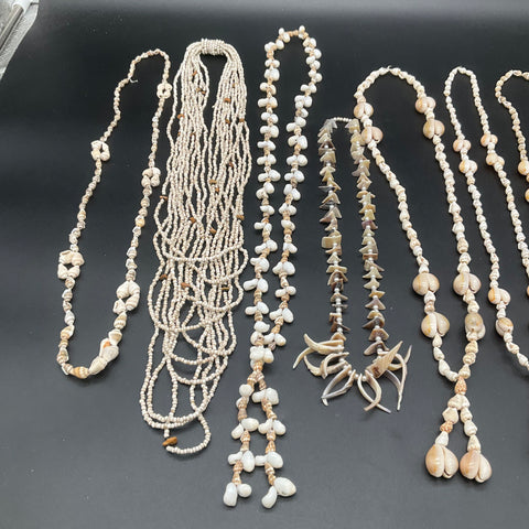 Vintage Island Style Shell Jewelry Lot of 9 Puka Mother of Pearl Necklaces
