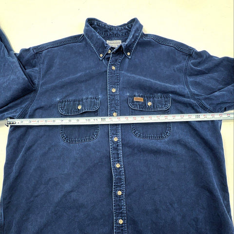 Carhartt Men's S09 MDT Navy Blue Faded Button Down Work Shirt Sz 2XL Tall