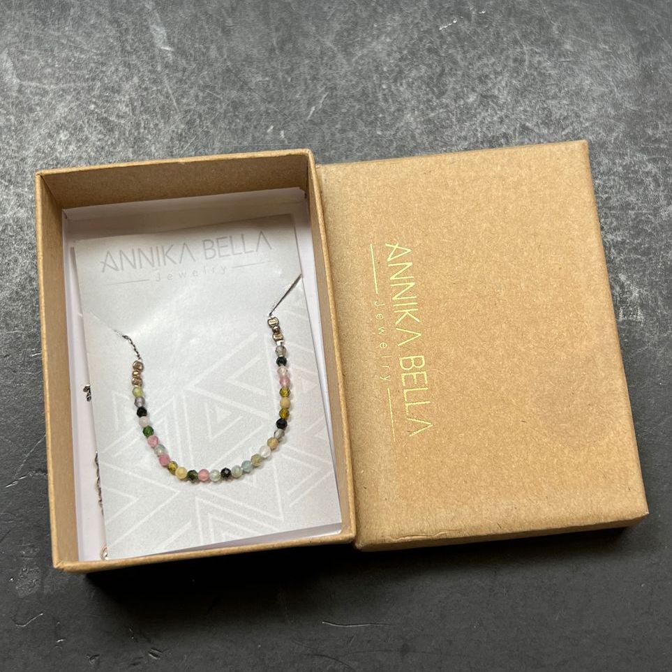 Annika Bella Multicolor Beaded Sterling Silver Chain Necklace NIB