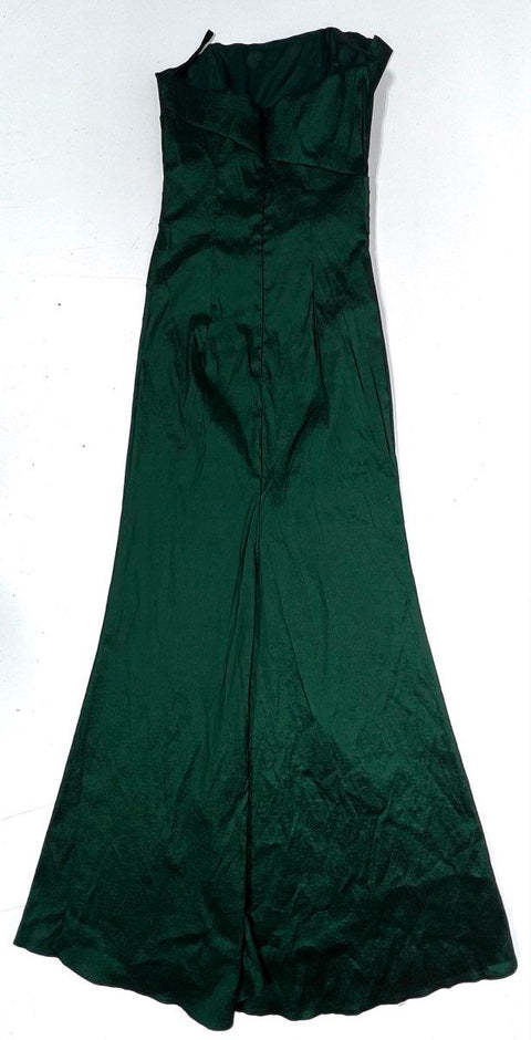 Vintage 90s Jessica McClintock Emerald Green Strapless Formal Evening Dress Sz 6