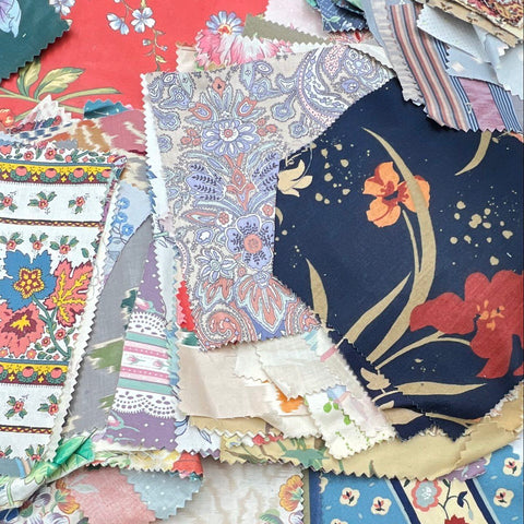 Vintage Fabric Quilt Squares Lot Mixed Cotton Patterns Floral Paisley 8 lbs