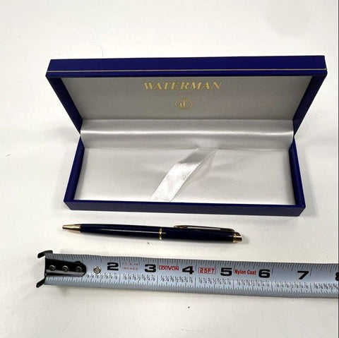Waterman Paris Ballpoint Pen Blue Gold Trim Personalized JDC Original Box