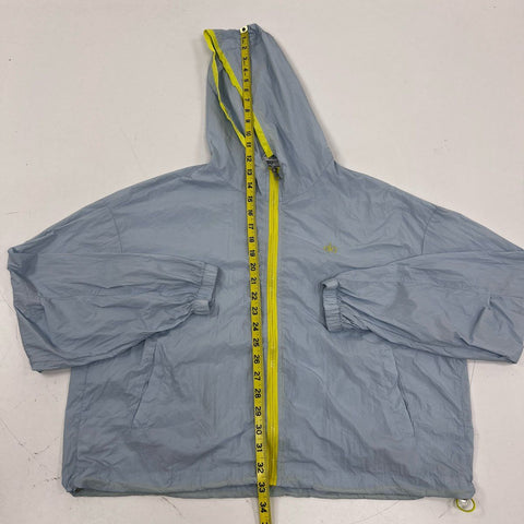 Alo Women's Blue Yellow Full Zip Hooded Cropped Windbreaker Jacket Size OS