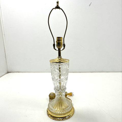 Crystal Clear Industries Cut Crystal Table Lamp Brass Germany Vintage Works