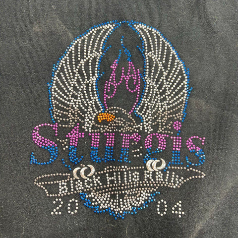 Vintage 2004 Sturgis Black Hills Rally Rhinestone Chain Biker Tank Top Sz L