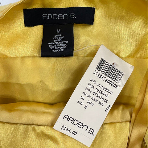 Arden B. NWT Y2K Women's Yellow Silk Polka Dot Burnout Babydoll Dress Size M