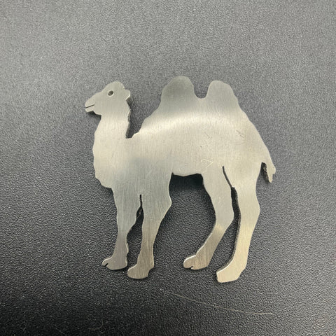 Vintage Modernist Silver Tone Metal Camel Brooch Pin Lot of 2