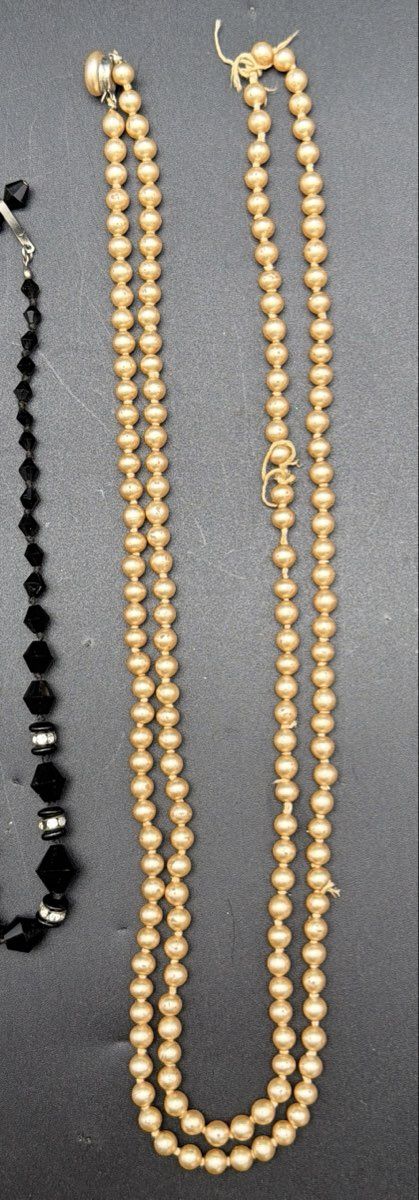Vintage Costume Jewelry Necklace Lot 6 Pc Rhinestone Faux Pearl Austria Crystal