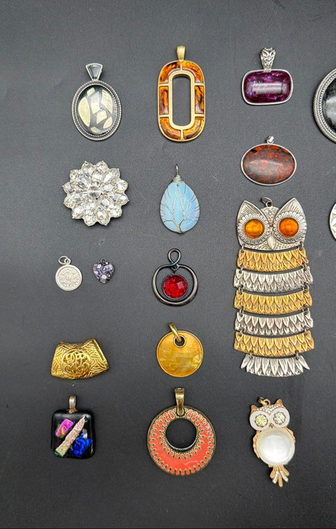 Costume Jewelry Pendant Lot 31pc Vintage to Modern Includes Lia Sophia & Owl