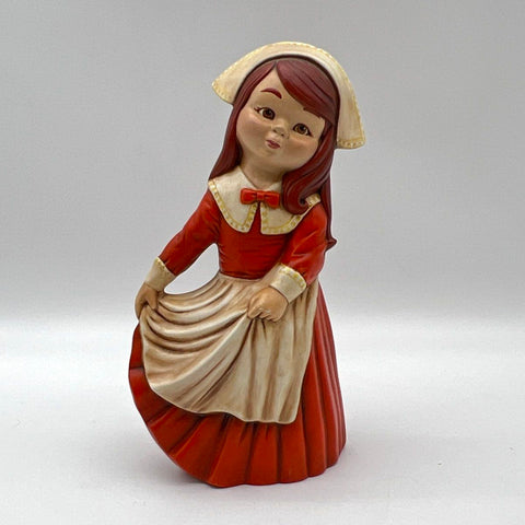 Vintage Ceramic Pilgrim Girl Figurine Thanksgiving Holiday Decor 11 Inch