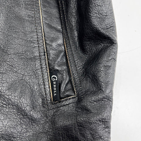 Carroll Original Wear Men's Black Leather Logan Coach Trailers Jacket Sz XL