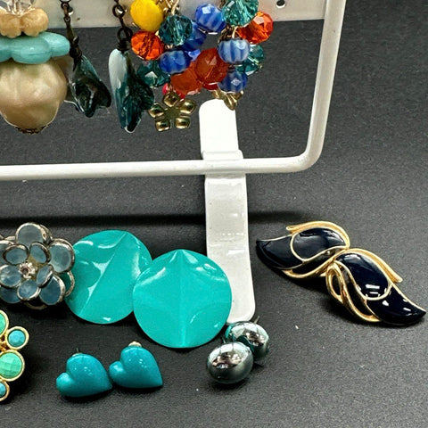 Vintage and Modern Costume Jewelry Earring Lot of 24 Pairs Studs Dangles Hoops
