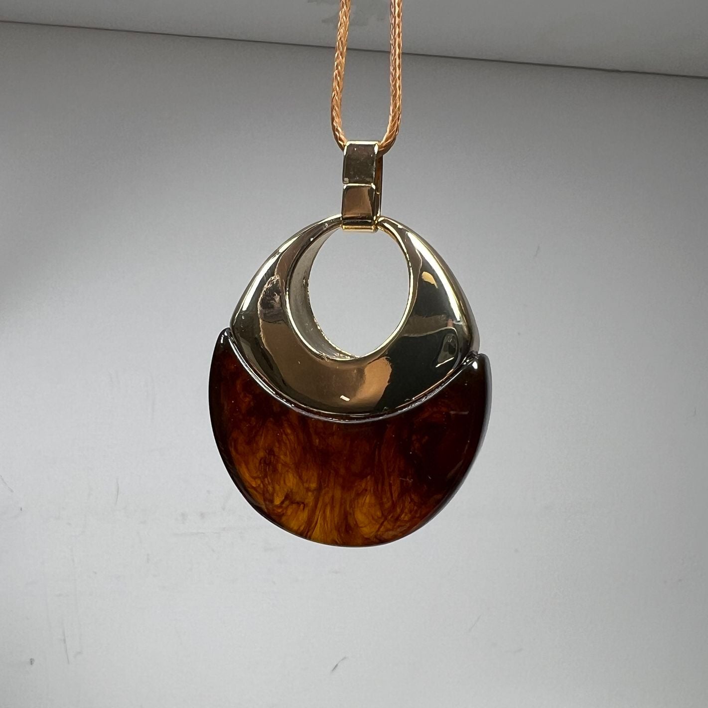J Jill Modern Nature Brown Pendant Brown Cord Necklace NWoT