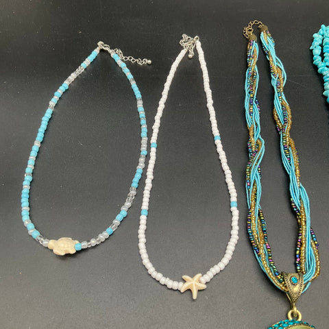 Laila Rowe Beaded Jewelry Lot 9 Necklaces Turquoise Style Tree of Life Glass
