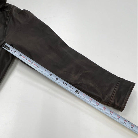 Marc New York Andrew Marc Men's Brown Leather Bomber Jacket Full Zip Sz XL