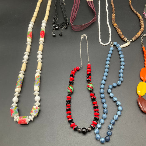 Vintage & Modern Beaded Boho Statement Necklace Jewelry Lot of 10