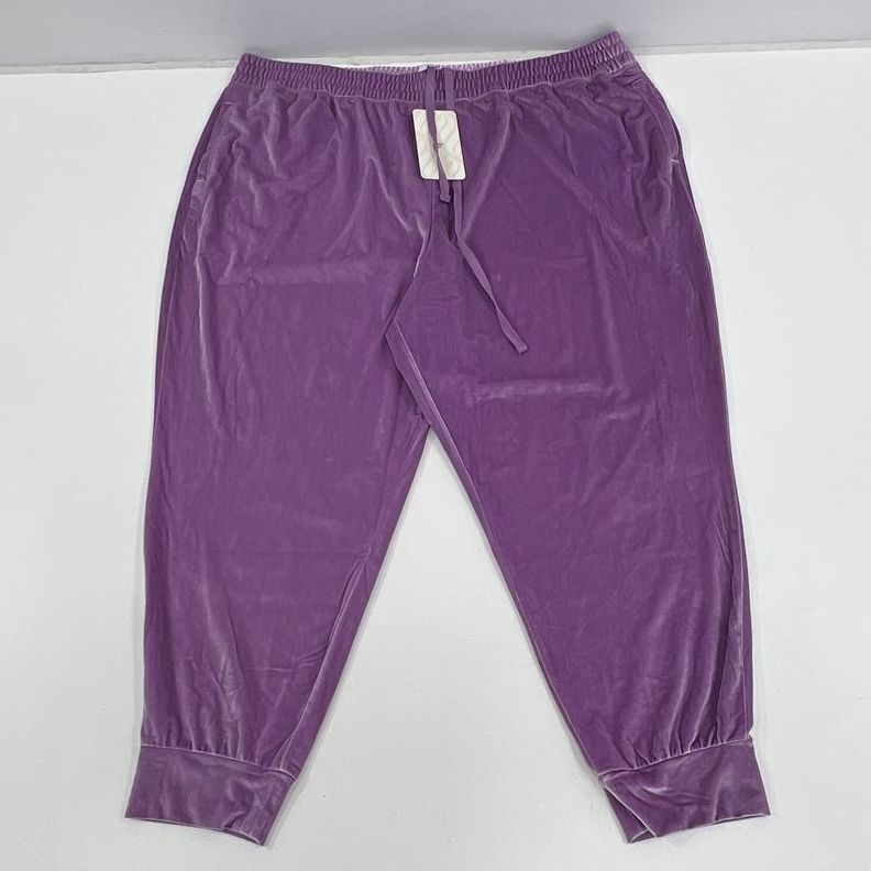 NWT Women's Fabletics Daria Purple Velour Velvet Stretch Jogger Pants - Size 4XL