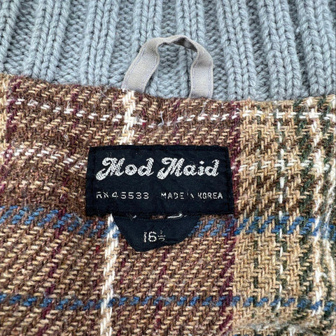 Vintage 80s Mod Maid Blanket Lined Hooded Parka Jacket Taupe Sz 16.5