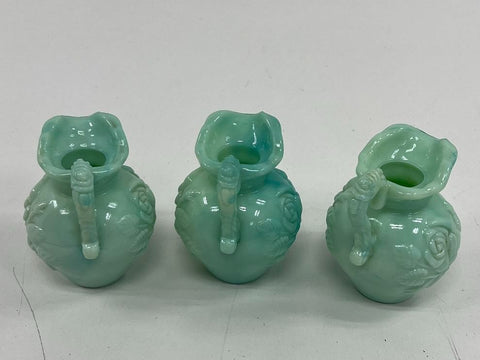 Vintage Avon Jadeite Glass Rose Pitcher & Bowl Bath Oil Decanter 3 Sets