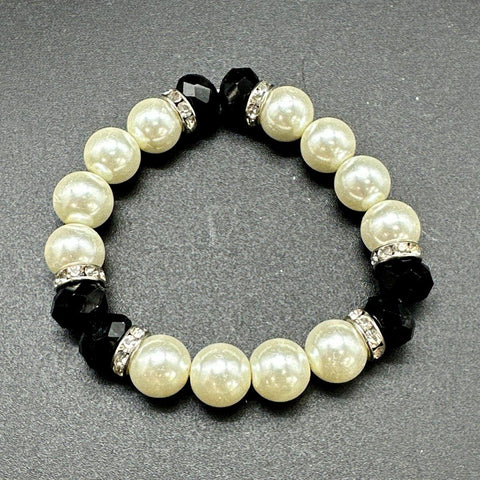 Faux Pearl Jewelry Lot 3pc Multi-Strand Lariat Triple Strand Necklace Bracelet