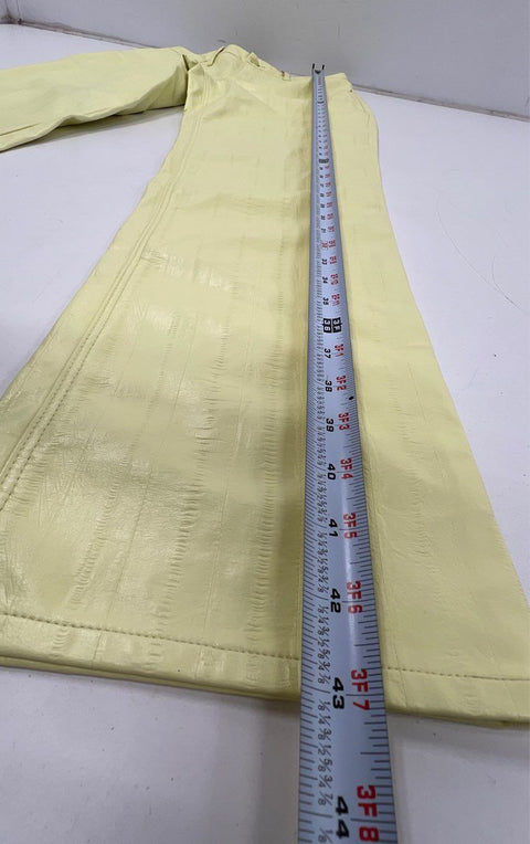 Good American Women's Yellow Faux Leather Textured Straight Leg Pants NWT Sz 10