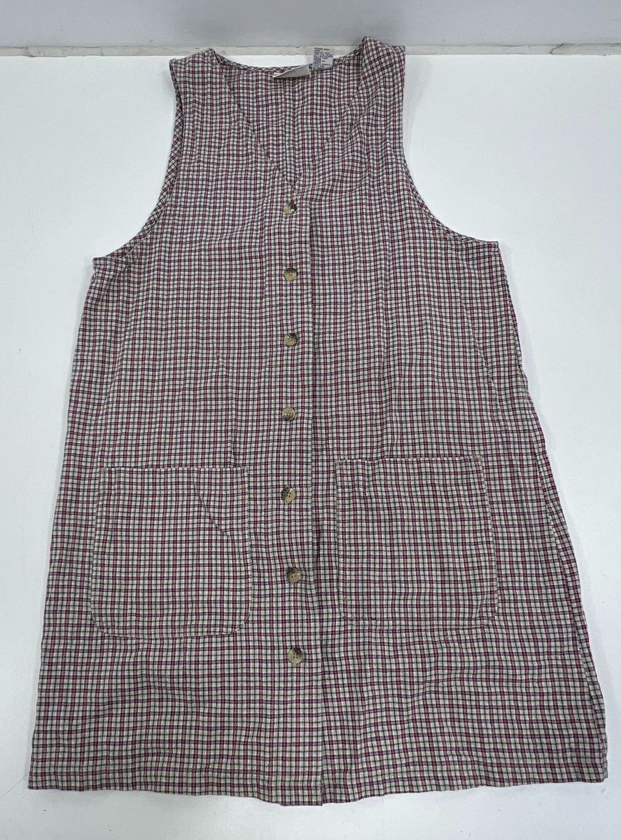 Vintage 90s Northcrest Plaid Jumper Dress Lot 2 Cottagecore Button Front L XL