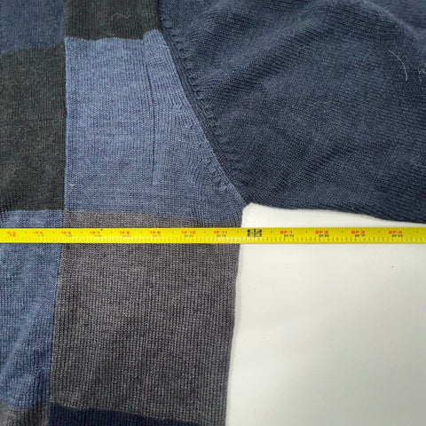 Oscar de la Renta Men's Blue Gray NWT Patchwork Colorblock Sweater XXL