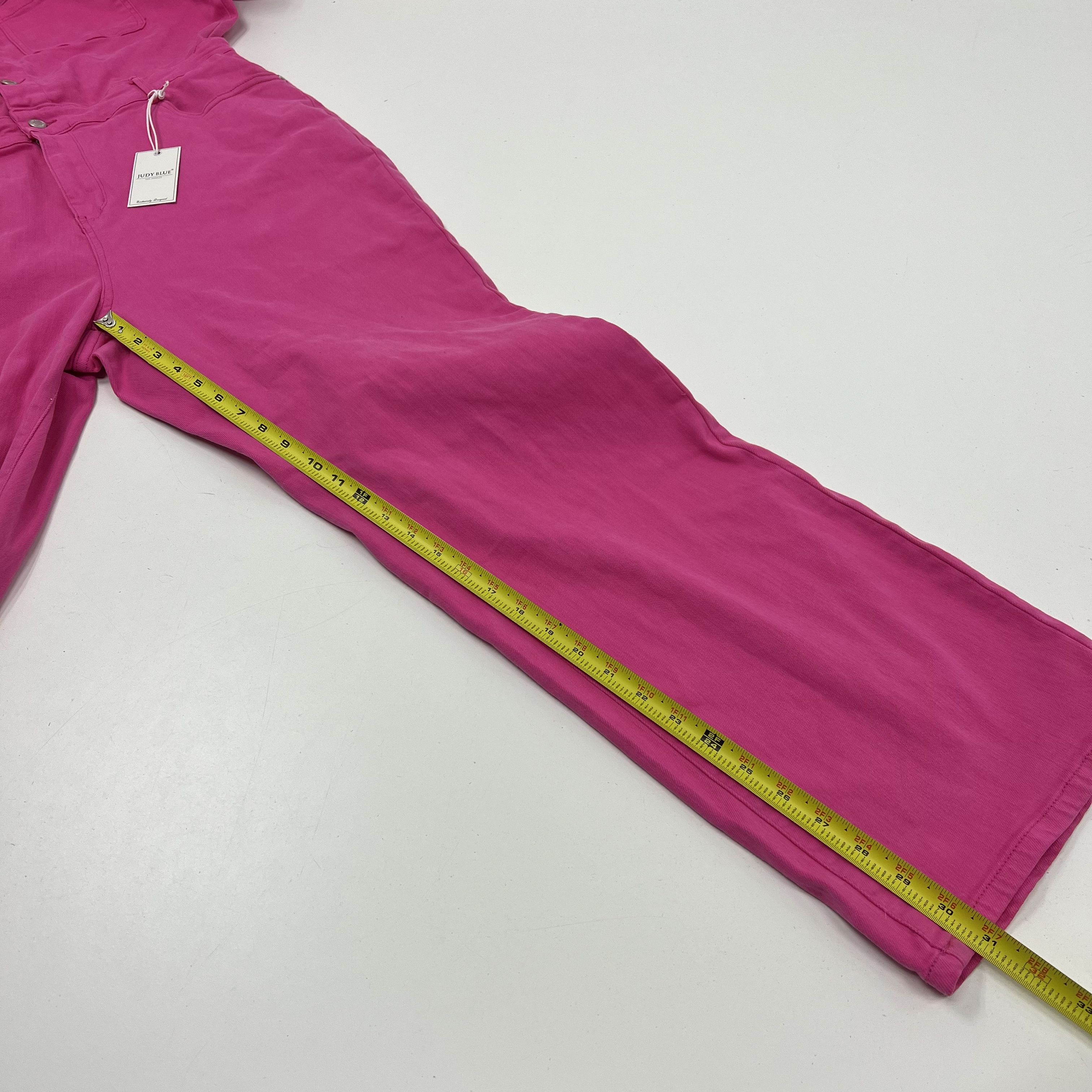 Judy Blue Garment Dyed Utility Flare Jumpsuit Hot Pink Women's Size 2XL NWT