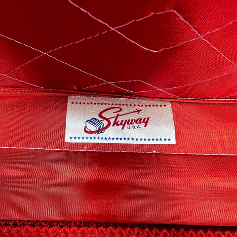 Vintage Skyway Red Tweed Wheeled Nesting Suitcase Luggage Set Lot of 2