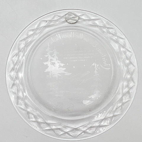 Cavan Crystal Union Pacific Christmas Eve Etched Plate 24% Lead Crystal Ireland