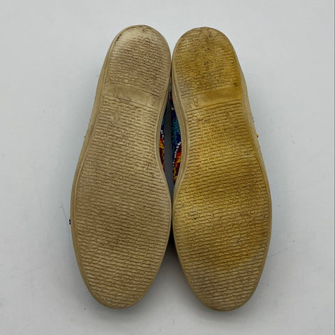 Vintage 70s Famolare Beaded Southwestern Geometric Low Top Shoes Size 8.5