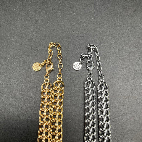 Bomb Party Picture the Stares Necklaces Lot of 2 Gold & Hematite Tone Purple